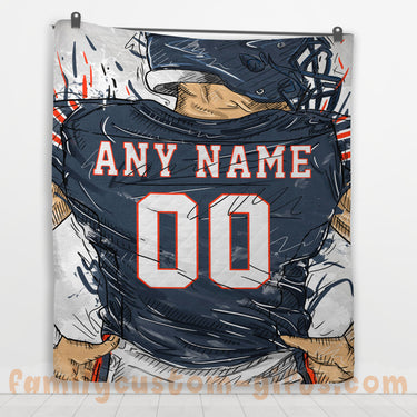 Custom Premium Quilt Blanket Chicago Jersey American Football Personalized Quilt Gifts for Her & Him